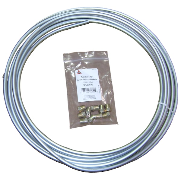 Steel Brake/Fuel/Transmission Line Tubing Coil & Nut Kit, 5/16 x 25
